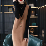 Pullover kootud vestiseelik pikk V-kaelusega vabaaja kampsun soliidne 2022 s&uuml;gis-talvine kootud varrukateta naiste vest kampsun One Size