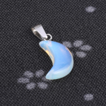 5 tk. partii Looduslikust kivist ripats Kuu kujuga Kristall Roosa Kvarts Malahhiit tsingisulamist Amuletid ehete valmistamiseks DIY kaelakee tarvikud 12x28 mm 5Pcs/Opal