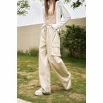 Mishow naiste p&uuml;ksid, 2023. aasta suvi, uued sirged, stiilsed, k&otilde;rge v&ouml;&ouml;kohaga vabaaja p&uuml;ksid, vabad laiad p&uuml;ksid MXC37K0099 S aprikoosi