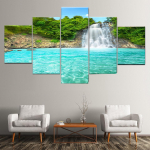 5 paneeli Maastik kosk Mets j&auml;rv L&otilde;uend Maalimine Plakatid ja tr&uuml;kised Seinakunstipildid Elutuba Kodukaunistus Ilma raamita 20x35cm*2 20x45cm*2 20x55cm*1