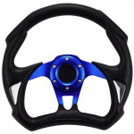 Alumiiniumauto JDM Racing lame kriipsuga rool PVC spordi driftimisratas must nahk sinine