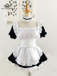Naiste klassikaline Lolita neiu kleit Vintage inspireeritud naiste komplektid Cosplay Anime t&uuml;drukute must pikkade varrukatega kleit S valge