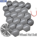 20pc 22mm Grey Wheel Nut Bolt Cover Caps Set Round w/ Puller For Chevrolet Vectra 2010-2017 Wheels Center Tire Screw Cap gray