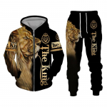 Kevadine ja s&uuml;gisene meeste dressid 3D The Lion Print T&otilde;mblukuga Pusad Pusad P&uuml;ksid Komplektid Vabaajar&otilde;ivad Naiste dressid XL