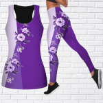 Peach Blossom Print joogariietus naistele Mood Treening Retuusid Fitness Sport Vabaaja joogap&uuml;ksid 8XL lilla