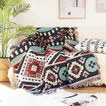Kahepoolne Bohemian ruuduline tekk diivanvoodi jaoks Dekoratiivne tekk Piknikutekk Boho Diivani kate Tutiga tekk 130x180cm