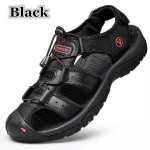 2023. aasta meestemood vabaajasandaalid, veekindlad nahast sandaalid rannasandaalid, matkasandaalid, kahlamisjalatsid 48 must