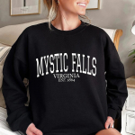 Mystic Falls Virginia Est.1864 dressipluus Salvatore Hoodie Stefan ja Damon Jumper Virginia Pullovwe armas kingitus vampiirif&auml;nnile S must