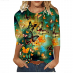 Naiste s&uuml;gistopsid lahtised kassiv&auml;rvilised liblikastr&uuml;kis Kausaalne pikkade varrukatega T-s&auml;rk top pluus XS sinine