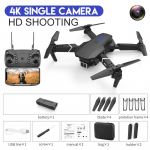 2023. aasta uus E88 RC minidroon 4K lainurk &uuml;he-/kahekaameraga optilise voolu positsioneerimine WiFi FPV helikopteriga kokkupandav selfie Quadcopter m&auml;nguasi kingitus single camera 1 battery must
