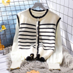 Triibuline l&uuml;hike kampsun mantel Naiste avara v&auml;lisr&otilde;ivaste kardigan kevadine korea versioon v&otilde;lts kaheosalise sidemega kootud kampsun One Size must