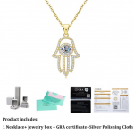 Mood, 1 kat D v&auml;rvi ehtne moissanite peopesaga ripats Kaelakee Puhas S925 Sterling h&otilde;bedane Fatima naiste pulmapeened ehted