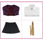 4tk komplektid Anime Danganronpa Kirigiri Kyouko Cosplay kost&uuml;&uuml;m sisaldab lillat parukat kosmeetilised kontaktl&auml;&auml;tsed Halloweeni karneval naistele S