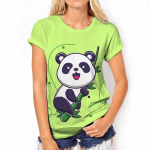 Cartoon naiste T-s&auml;rk Super suur &uuml;mara kaelusega l&uuml;hikeste varrukatega topp Panda tr&uuml;kitud loomade T-s&auml;rk naistele vabaaja kampsun XS