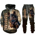 Meeste vabaaja spordidress, 2 tk. komplekt Shepherd Doberman Animal Dog 3D Print Riietus Unisex Pullover Hoodies P&uuml;kste &uuml;likond S-6XL M