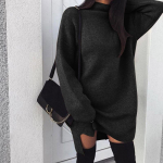 S&uuml;gisene kudum kleit naiste pikkade varrukatega kilpkonnaga kampsun, talv kootud korea avara tuunikaga pullover 2XL must