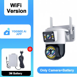 AIOOK YOOSEE APP turvakaamera Wifi PTZ juhtmevaba v&auml;likaamera HD 24MP 8K 10X ZOOM automaatne kahesuunaliste k&otilde;nede j&auml;lgimine v&auml;rviline &ouml;&ouml;n&auml;gemine Camera+batterie