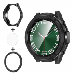 Korpus + karastatud klaas + raami r&otilde;ngas Samsungi kella 6 klassikalisele 43 mm 47 mm TPU kaitserauaga 3-&uuml;hes kellale 6 klassikalist tarvikut Watch 6 Classic 43mm must