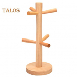 Puidust kruusihoidik, 6 konksu, vastupidav multifunktsionaalne tee-kohvitassi korraldaja riidepuu alus Hoiu &auml;ravoolurest Kodutarbed