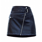 MOUKYUN Kevadsuvi &otilde;huke k&otilde;rge v&ouml;&ouml;kohaga naiste nahast seelik Office Lady miniseelik naistele vabaaja A-kujulised l&uuml;hikesed seelikud S must