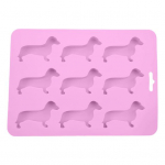 Atraktiivne painduv j&auml;&auml; valmistamise korduvkasutatav taks, koerakujuline j&auml;&auml;kuubikuvormi alus peotarbed silikoonvorm roosa
