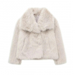 Vintage kunstkarusnahast Suured mantlid Jope Naiste mood S&uuml;gistalv Paksud soojad jakid Vabaaja taskud Elegantsed V&auml;lir&otilde;ivad Naiste Luksuslikud T&auml;navar&otilde;ivad Mantlid XS valge