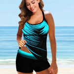 Naiste p&auml;itsetega Blue Wind Print Bikiinid Tankini ujumistrikoo S sinine