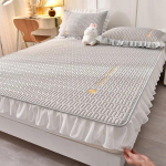 Suvine lateksist lahe voodilina padjap&uuml;&uuml;r 3tk komplekt kodutekstiilid libisemiskindel voodikate pitsiga kaheinimesevoodikattega madratsi kate 150x200cm-3pcs set