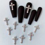 10 tk prantsuse isiksuse 3D ristiga k&uuml;&uuml;nekaunistusi kivikestega - erkh&otilde;bedane disain naiste akr&uuml;&uuml;lk&uuml;&uuml;ntele