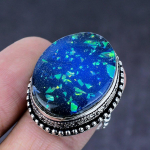 Natural Blue Triplet Opal Gemstone Handmade 925 Steling Silver Ring Size 7 w5p72