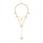 Kihilised kaelakeed Chic Circle m&uuml;ndihelmed ripatsiga kaelakeed Mitmekihilised reguleeritavad virnastatavad kaelakeed naiste t&uuml;drukutele kuldne