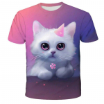 Kawaii Cat 3D Prinditud T-s&auml;rk Lastele Suvine Mood vabaaja T-s&auml;rk Poiss T&uuml;druk Unisex Lasteriided Ts&auml;rk T&uuml;drukud Riided Topid 100