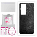 apgo Protective Skin Sticker for the back compatible with Huawei P60 Pro, Wrap Film, Foil, Vinyl - Pattern Black Leather