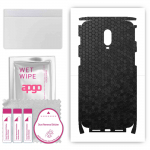 apgo Protective Skin Sticker for the back+sides compatible with OnePlus 6T ML, Full Wrap Film, Foil, Vinyl - Pattern Black Honeycomb