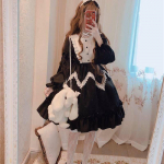 Jaapani gooti stiilis Lolita kleit naistele Kawaii vibukaru pits sinine kleit pikkade varrukatega printsessi kleit Halloweeni kost&uuml;&uuml;miga kingitus t&uuml;drukutele S