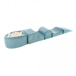 Foam Playset with Small Ball Pit MeowBaby&reg; Playground for Children, 250x45x30 cm, Corduroy, Turquoise 250x45x30 cm