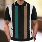Cozy Up meeste kootud polo-s&auml;rgid l&uuml;hikeste varrukatega suvise vabaaja triibuga golfi Old Money T-s&auml;rk n&ouml;&ouml;biga, 3XL, must valge M must