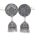Natural Indian Look Jhumki Gemstone Silver Tribal Bali Earring 2.09 j1t21