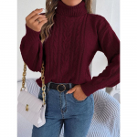 S&uuml;gis- ja talvine vabaaja turtleneck Twist pikkade varrukatega kootud pullover kampsun S roosa