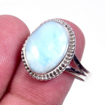 Natural Republic Larimar Kivist K&auml;sit&ouml;&ouml;na Valmistatud 925 Sterling H&otilde;bedast S&otilde;rmus Suurus 10 g7t17