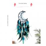 India Moon Dreamcatcher Tuulekellad K&auml;sitsi kootud sulgedega toa seinale riputatav ornament Loominguline autoripats S&uuml;nnip&auml;evakingitus Kodukaunistus