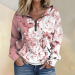 Naiste moeprintimine pikkade varrukatega, taskutega poollukuga kapuuts L