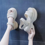 Peep Toe Super k&otilde;rge paksu p&otilde;hjaga vaba aja suvekingad, platvorm, puhkuseks m&otilde;eldud naiste sandaalid 36 beež