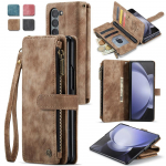 CaseMe Vintage nahast eemaldatav magnetilise t&otilde;mblukuga rahakoti kaardipesa klapitav telefoni&uuml;mbris Samsung Galaxy Z Fold 5 4 3 Fold5 Fold4 Fold3 P&otilde;rutuskindel kate Samsung Galaxy Z Fold 5 pruun