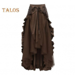 Naiste Halloweeni seelik Cosplay Ebaregulaarne volangidega &auml;&auml;ris, pits-k&otilde;rge v&ouml;&ouml;koht v&otilde;rgust lapitehnika Steampunk Victorian Performance Rollim&auml;ng Fotograafia tantsimine XL pruun