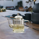 Klaasist teekann lahtiste lehtede teekeetja pliidiplaat koos kurnaga 11,8 untsi Brewer Blooming Clear jaoks