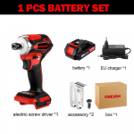 ONEVAN 588N.M p&ouml;&ouml;rdemomendiga harjadeta elektriline kruvikeeraja 5-k&auml;iguline akutrell 3 LED-valguspatareiga Makita 18V t&ouml;&ouml;riista jaoks 1 Battery-EU