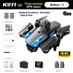 K911 SE GPS-droon professionaalne takistuste v&auml;ltimise 4K kahekordne HD-kaamera, 5G harjadeta mootoriga kokkupandav neljakopteri kinkem&auml;nguasi 2 X Battery