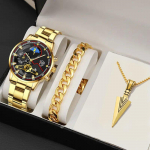 Mood meeste kalender kellad meeste roostevabast terasest rihmaga k&auml;ekellad &auml;rimehe kvartsist k&auml;ekella k&auml;ev&otilde;ru kaelakee komplekt kuld