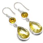 Citrine Gemstone Handmade 925 Sterling Silver Jewelry Earring 2.17 l3q88